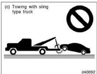 (c) Towing with sling type truck d40092