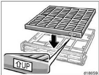 Diagram showing a device with an 'UP' button and a grid panel above, indicating a process or operation.