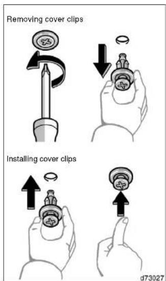 Removing cover clips Installing cover clips d73027