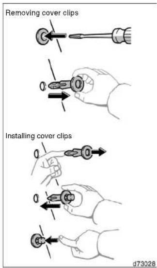 Removing cover clips Installing cover clips d73028