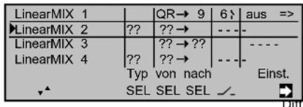 LinearMIX 1 | QR→ 9 6$ aus => ►LinearMIX 2 ?? ??→ ---- LinearMIX 3 || ?? → ?? || ---- LinearMIX 4 ?? ??→ ---- Typ von nach Einst. SEL SEL SEL ↙_ Diff.