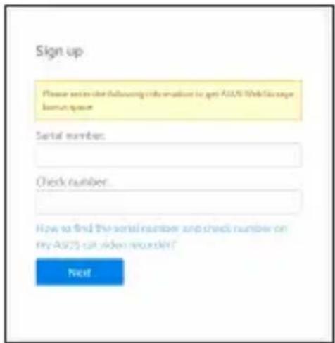 Sign up Please enter the following information to get iOS Web Course user space Serial number: Check number: How to find the serial number and check number on my iOS call video network? Next