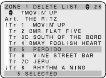ZONE 1 DELETE LIST 26 TMOVIN' UP Art. THE RITZ ↑Tr 1 MOVIN' UP Tr 2 BMR FLAT FIVE Tr 3D SOUTH OF THE BORD Tr 4 BMAY FOOLISH HEART Tr 5 PERDIDO Tr 6 VINE STREET BAR Tr 7D JERU ↓Tr 8 RHYTHM A NING 5 SELECTED