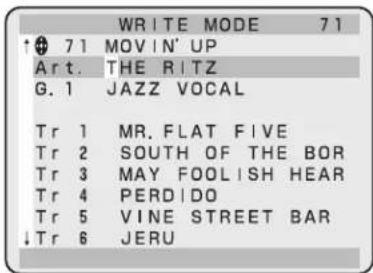 WRITE MODE 71 ↑ 71 MOVIN' UP Art. THE RITZ G. 1 JAZZ VOCAL Tr 1 MR. FLAT FIVE Tr 2 SOUTH OF THE BOR Tr 3 MAY FOOLISH HEAR Tr 4 PERDIDO Tr 5 VINE STREET BAR ↓ Tr 6 JERU