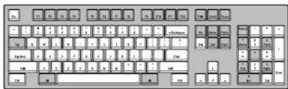 Screenshot of a classic Windows keyboard layout with standard keys and function keys labeled in the top-right corner.