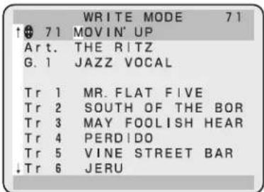WRITE MODE 71 ↑ 71 MOVIN' UP Art. THE RITZ G. 1 JAZZ VOCAL Tr 1 MR. FLAT FIVE Tr 2 SOUTH OF THE BOR Tr 3 MAY FOOLISH HEAR Tr 4 PERDIDO Tr 5 VINE STREET BAR ↓ Tr 6 JERU