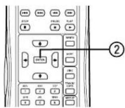 Diagram of a control panel with labeled buttons and directional arrows, marked with number ②