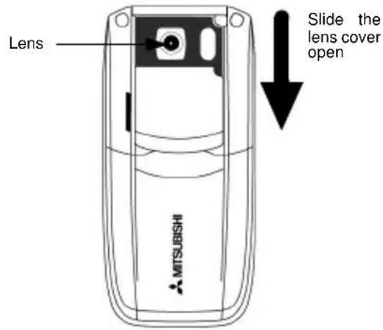 Lens MITSUBISHI Slide the lens cover open