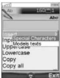 Ab 160 Abc Insert Import Special Characters Models texts Upper case Lowercase Copy Copy all Exit