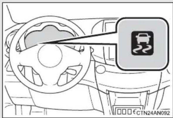Diagram showing car steering wheel and car interior with a warning sign indicating a hazard symbol