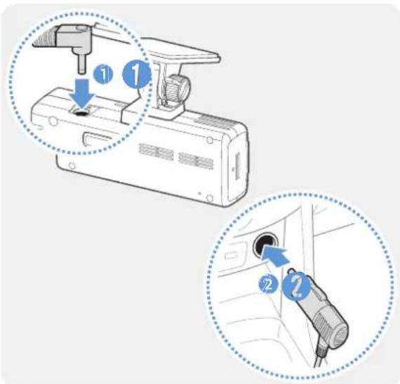 Diagram showing two steps of a device insertion or installation, with numbered instructions for each step.