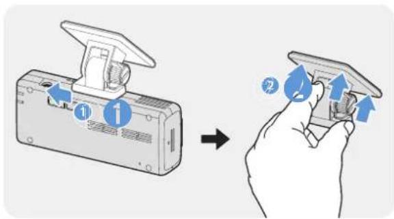 Diagram showing a device transitioning from a switch to a handheld device, with numbered arrows indicating action steps.