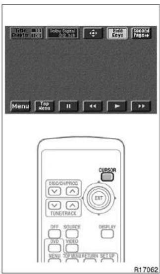 Title: 10 Character: 1500 Solder: Digital 2.5 fps Video Keys Second Page Menu Top Menu II << ▶> CURSOR DISC/CH/PROG ✓ ✓ TUNE/TRACK EUT SOURCE DISPLAY DVD VIDEO MENU TOP MEND RETURN SET UP R17062
