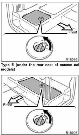 Front R18096 Type E (under the rear seat of access cab models) Front R18095