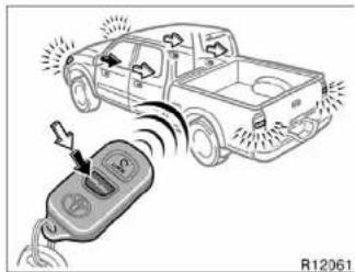 Diagram showing electric vehicle charging with a remote control and signal waves, labeled R12061
