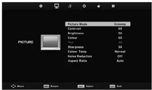 Alba 22/207FDVD - Picture menu - 1