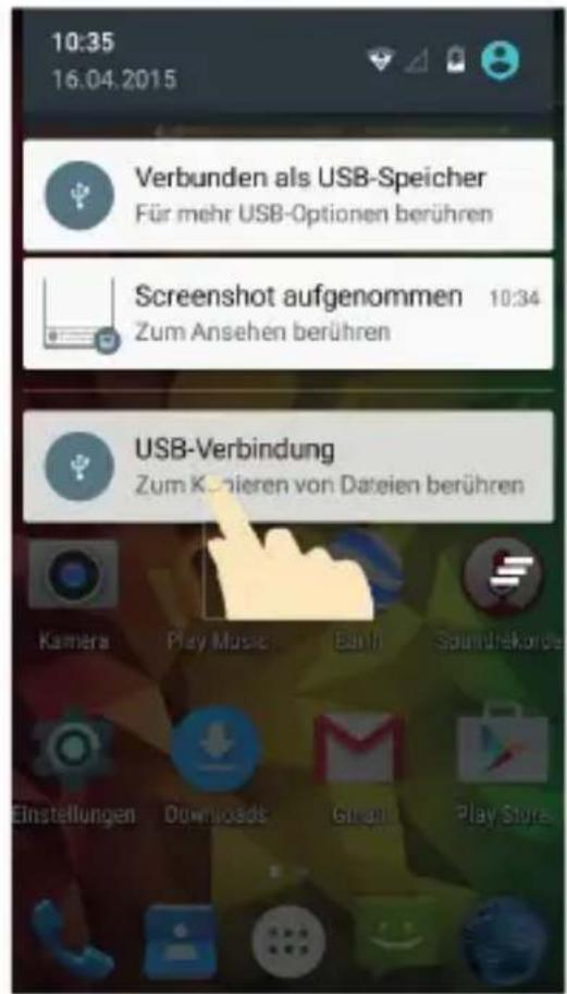 10:35 16.04.2015 Verbunden als USB-Speicher Für mehr USB-Optionen berühren Screenshot aufgenommen 10:34 Zum Ansehen berühren USB-Verbindung Zum Kupieren von Dateien berühren Kamera Play Music Bank Soundstarko Einstellungen Downloads Gmail Play Store