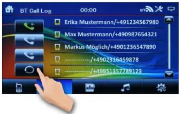 BT Call Log 00:00 Erika Mustermann/+491234567980 Max Mustermann/+490987654321 Markus Möglich/+4901236547890 /+4902316459878 /+49951357789123