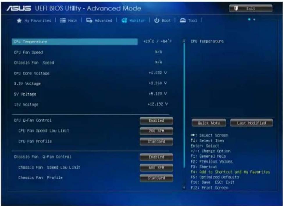ASUS J1900I-C - Monitor menu - 1