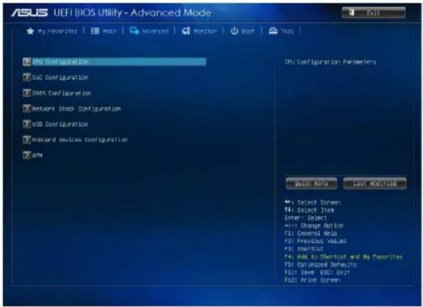 ASUS J1900I-C - Advanced menu - 2