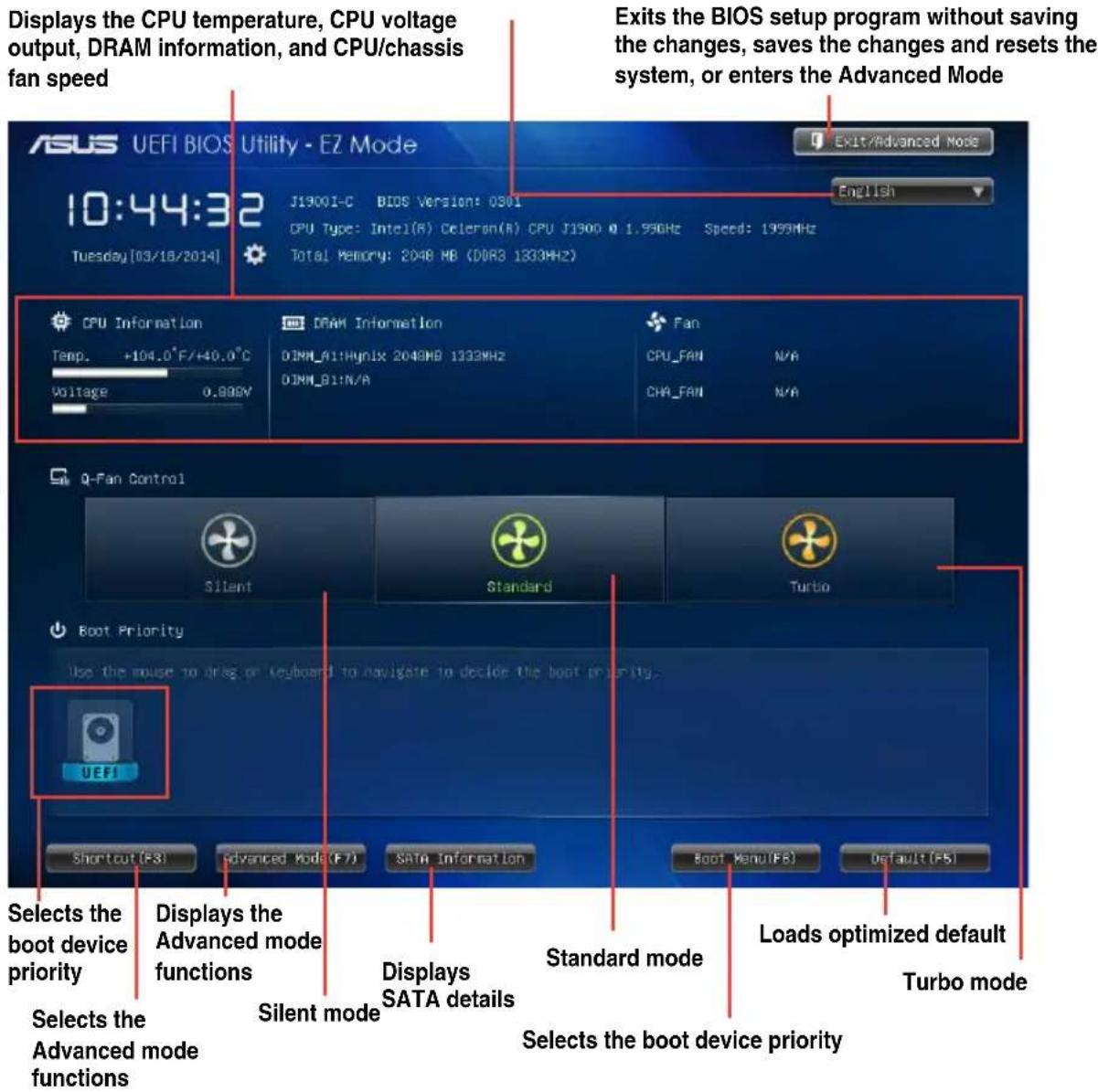 ASUS J1900I-C - Selects the display language of the BIOS setup program - 1