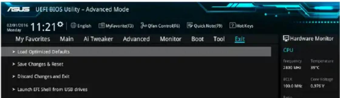ASUS H110T/CSM - Exit menu - 1