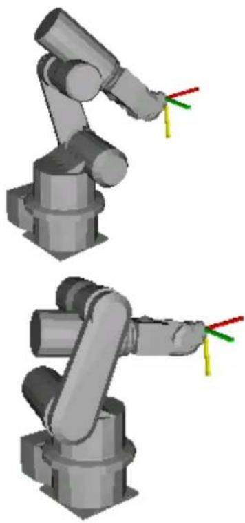 Two 3D robotic arms with colored wires, shown from different angles (no text or symbols)
