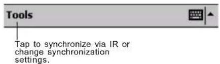 Tools Tap to synchronize via IR or change synchronization settings.