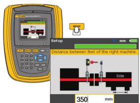 Setup Distance between feet of the right machine Side 350 mm
