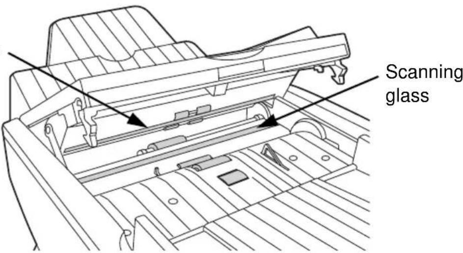 SHARP FO-5700 - Wipe the scanning glass, white backplate, and rollers with a soft cloth. - 1