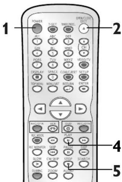POWER T-SET TIME PROD. OPEN/CLOSE EFFECT JP/ ABC DET GIB JBL MNO CH 4 5 6 7 TVU WVYZ VIDEO/TV DISPLAY SPACE CIA/CIFSET SETUP TOP MING MINI/BIT RETURN ENTER REC/CTR VCC DVD REC/CTR REC MODEL PLAY REC MONITOR SKIP PAUSE SKIP SLOW CM SKIP STOP SEARCH DURING ZOOM AUDIO 1 2 4 5