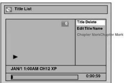 Title List 6 Title Delete Edit Title Name Chapter Mark Chapter Mark JAN/1 1:00AM CH12 XP 0:00:59