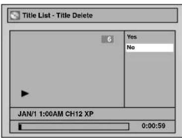 Title List - Title Delete 6 Yes No JAN/1 1:00AM CH12 XP 0:00:59