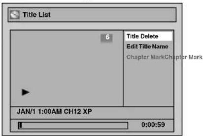 Title List 6 Title Delete Edit Title Name Chapter Mark Chapter Mark JAN/1 1:00AM CH12 XP 0:00:59