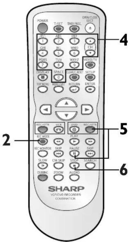 POWER T-SET TVER NOC. OPEN/CLOM ELECT OFF: ABC DEF 1 2 3 GHI IJK MND 4 5 6 7 POIRS TUV WAYZ 9 VIDEO/TV DISPLAY SPACE 0 QUICK/BEET SETLIP TOP MENU RECO/LET RETURN ENTER 2 REC/OPEN VCR DVD REC/ATTN REC MODE PLAY REC MONITOR SKIP PAUSE SKIP SLOW CM SKIP STOP SEARCH DUBING ZOOM AUDIO SHARP VORVCD RECORDER COXIDINATION