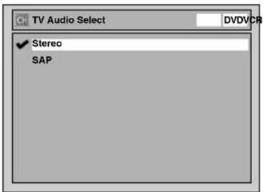TV Audio Select Stereo SAP