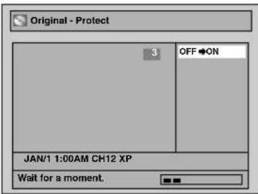 Original - Protect 3 OFF ON JAN/1 1:00AM CH12 XP Wait for a moment.