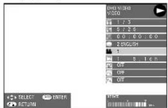 DIN MUSHO VIDEO 1 / 3 5 / 2.6 0 : 0 : 0 : 0 2 ENGLISH 1 1, 5, 1.6 h OFF OFF OFF SELECT ENTER RETURN