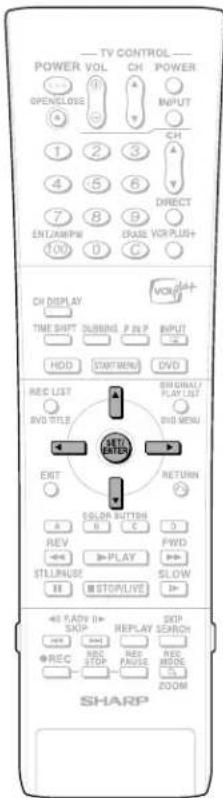 TV CONTROL POWER VOL CH POWER OPEN/LOSE INPUT CH 1 2 3 4 5 6 7 8 9 ENT/AM/FW CRASE VOR/PLUS (0) 0 C CH DISPLAY TIME SHIFT SUBRING P RIF INPUT HDD START/MENU DVD REC LIST DVD TITLE SIGNAL PLAY LIST DVD MENU EXIT RETURN SOLDeln button A B C D REV EXP >PLAY >> STILL/PUSE SLOW II STOP/LIVE > 40 FLAV 0+ STOP REPLAY SEARCH REC STOP REC MODE SHARP ZOOM