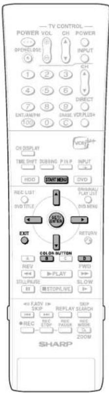TV CONTROL POWER VOL CH POWER SPRINGCLOSE INPUT 1 2 3 CH 4 5 6 DIRECT 7 8 9 ENT/ANUM GRASE VORPLUS+ 10/0 C CH DISPLAY TIME SHIFT SUBRING PIN INPUT HDD START MENU DVD REC LIST OVID TITLE ORIGINAL/PLAY LIST DVD MENU EXIT RETURN/ COLOR BUTTON B C B REV PLAY STILL/PAGE STOP/LIVE SLOW E<< FADD >> SKIP REPLAY SKIP RECALL STOP RECALL REC STOP RECALL ZOOM SHARP