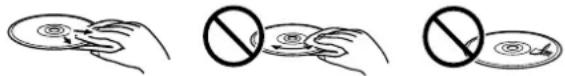 Three-step diagram showing hand holding a circular object with a prohibition symbol, followed by a second hand holding a circular object with a pen.