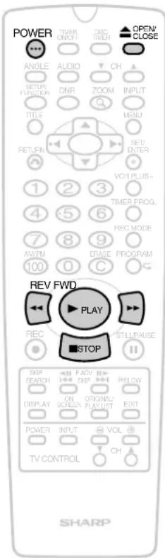 POWER ANGLE AUDIO CH SETUP FUNCTION DNR ZOOM INPUT TITLE MENU RETURN SET ENTER VOR PLUS+ 1 2 3 4 5 6 7 8 9 MSTM 00 EPASE PROGRAM 100 C REV FWD PLAY REC STOP STILL PAUSE SKIP SEARCH FADV SNR PLOW ON SCREEN OUTPUT LIST DISPLAY EDIT POWER INPUT VOL TV CONTROL CH SHARP