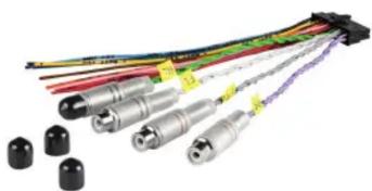 Coiled electronic components with colored wires and connectors (no visible text or symbols)