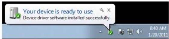 Your device is ready to use Device driver software installed successfully.
