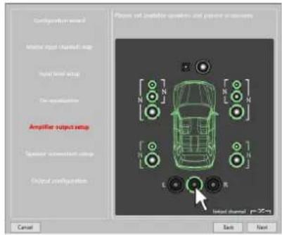Configuration reset Initial input (Unreal) map Initial level map Time equation Amplifier output setup Special transformation setup Output configuration Place of optional outputs and power access. Cancel Back Next