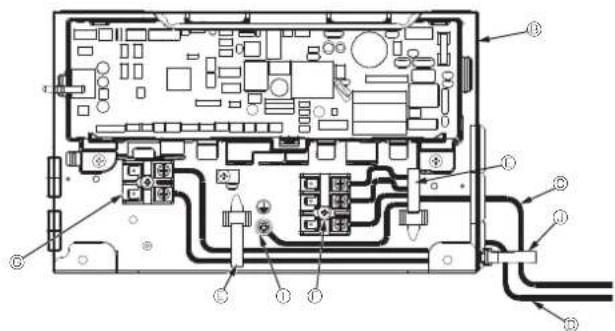 Technical diagram of an electronic device interior with labeled components and connections