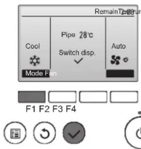 RemainTaur Cool Pipe 28°C Switch disp. Auto Mode Fan F1 F2 F3 F4