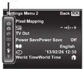 OLYMPUS DZ-100 - Press ◀ to select the page tabs. Use △▽ to select the desired page tab and press ▷. - 1