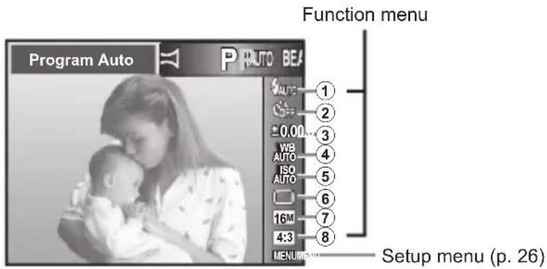 OLYMPUS DZ-100 - Menu settings - 1