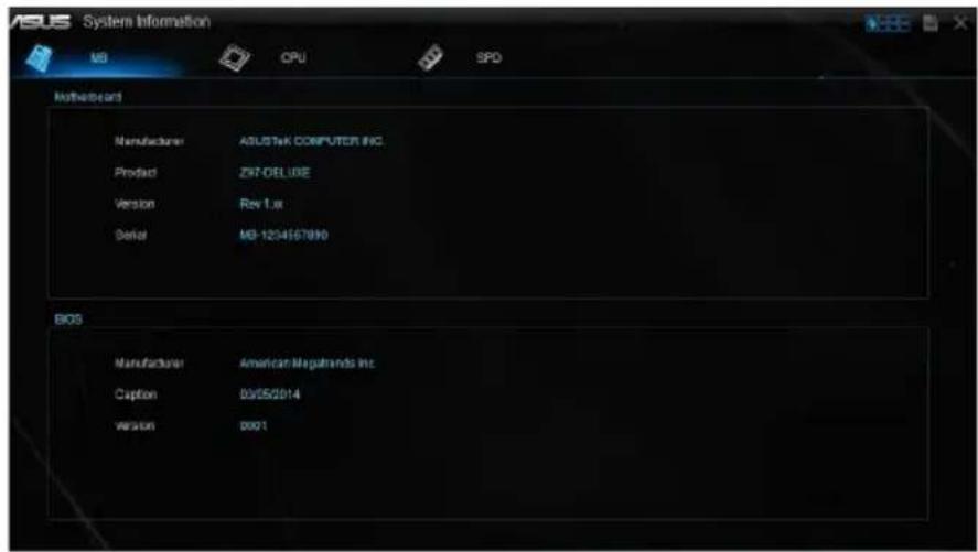 ASUS Z97-DELUXE/USB 3.1 - Viewing the motherboard information - 1